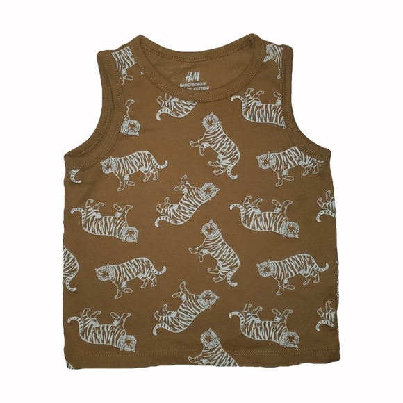 H&M 2T Sleeveless Printed Tanks Tan / Black / Gray - Picture 4 of 4